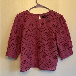 Elegant Lace Women's Blouse in Deep Pink